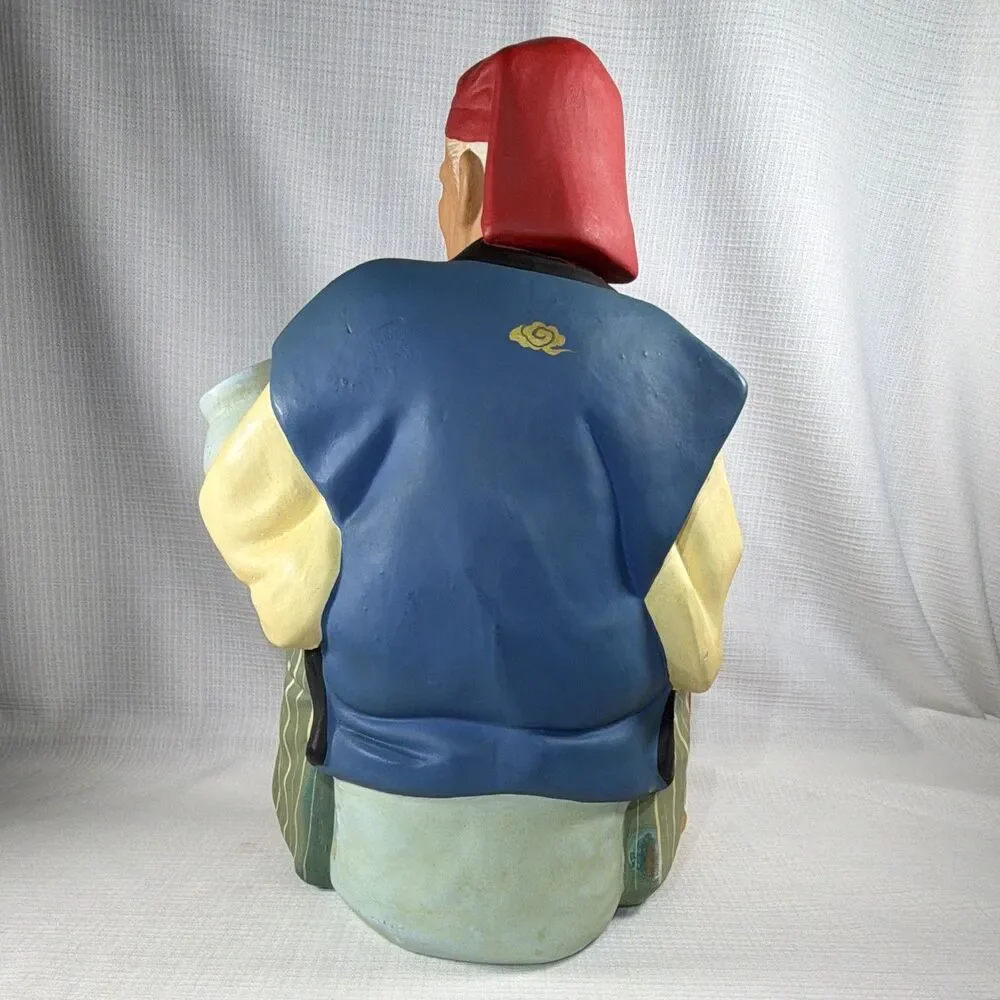 Vintage Sato Hakata Clay Doll Old Man Potter Artist Painting Vase Figurine 11”